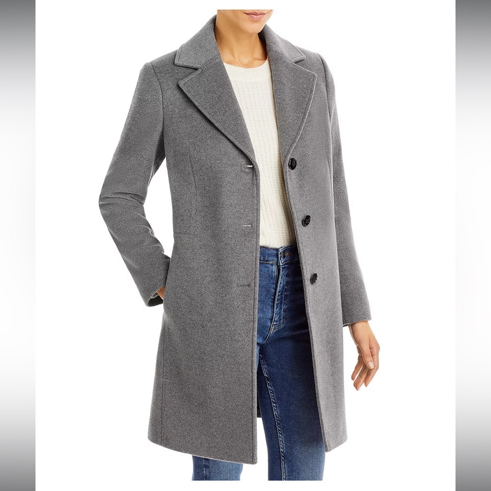 Calvin Klein Gray Wool Mid Length Coat